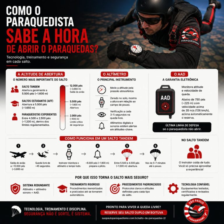 Como o paraquedista sabe a hora de abrir o paraquedas